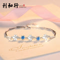 Factory Wholesale S925 Sterling Silver Bracelet Diamond-Embedded Fashion Bracelet Simple Lucky Clover Zircon Bracelet Silver Jewelry