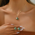 Green Flower and Pearl-Effect Jewelry