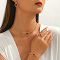 Deep Red Square Chain Jewelry