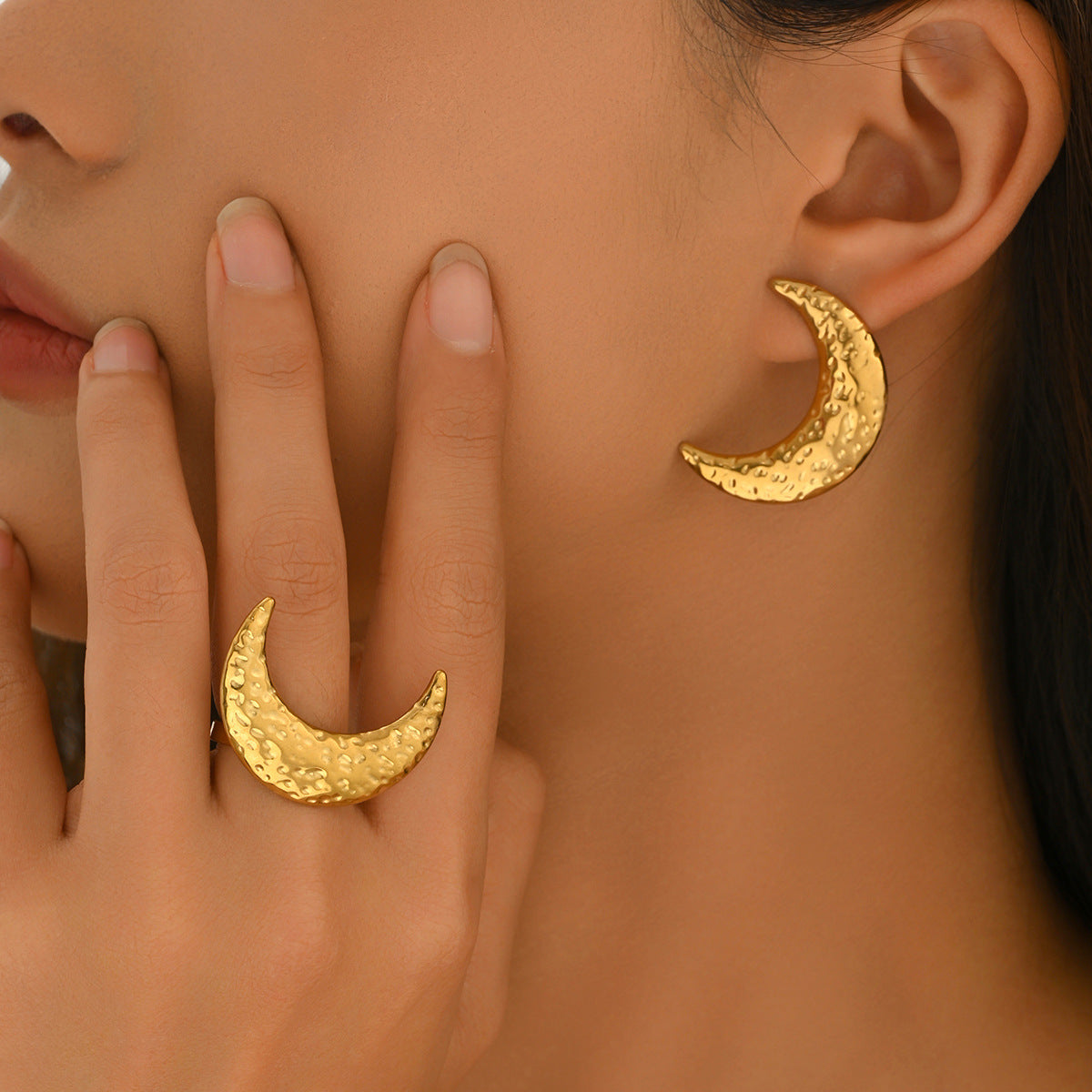 Hammered Crescent Earrings