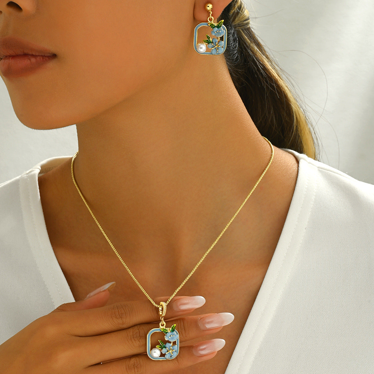 Pastel Square Floral Jewelry