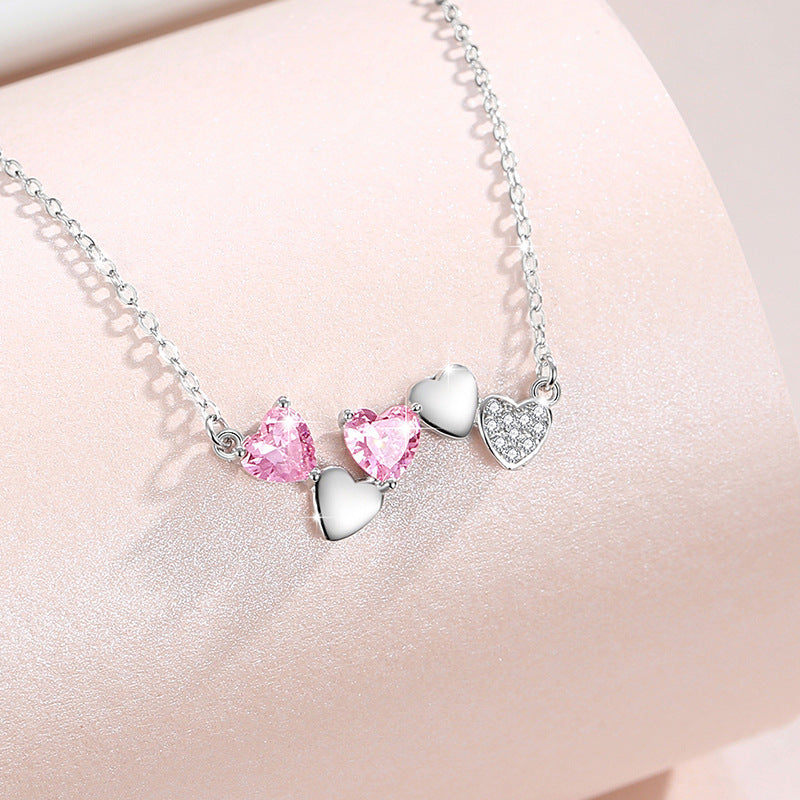 Sterling Silver Necklace – Pink Zircon