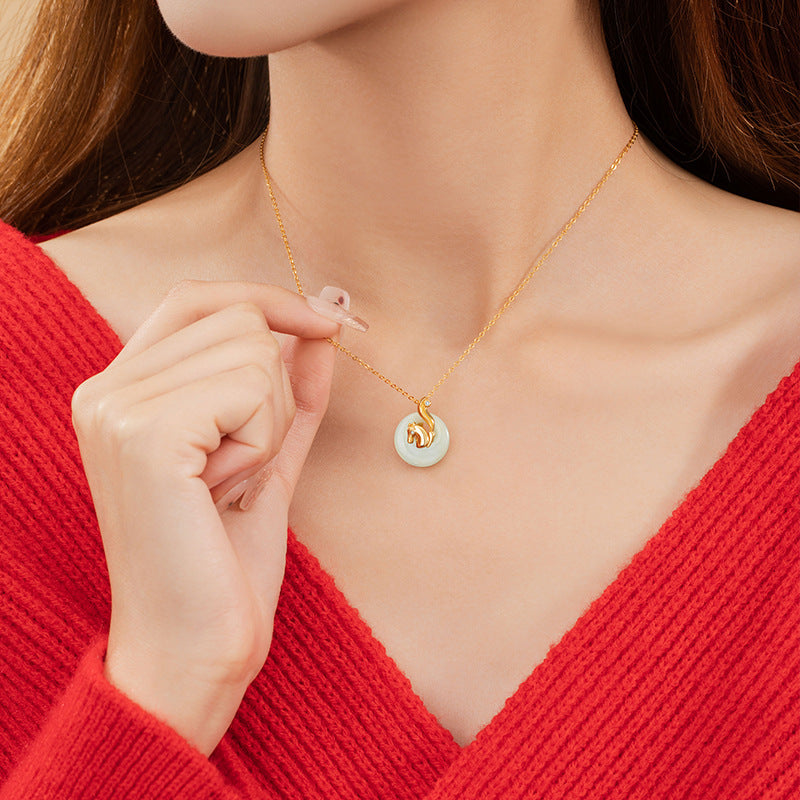Sterling Silver Zodiac and Disc Necklace – Hetian Jade
