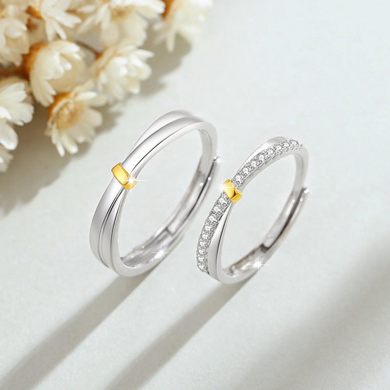 Tongxin Knot Sterling Silver 925 Couple Ring Men's and Women's Fashion Versatile Zircon Ring Ins Style Mobius Ring