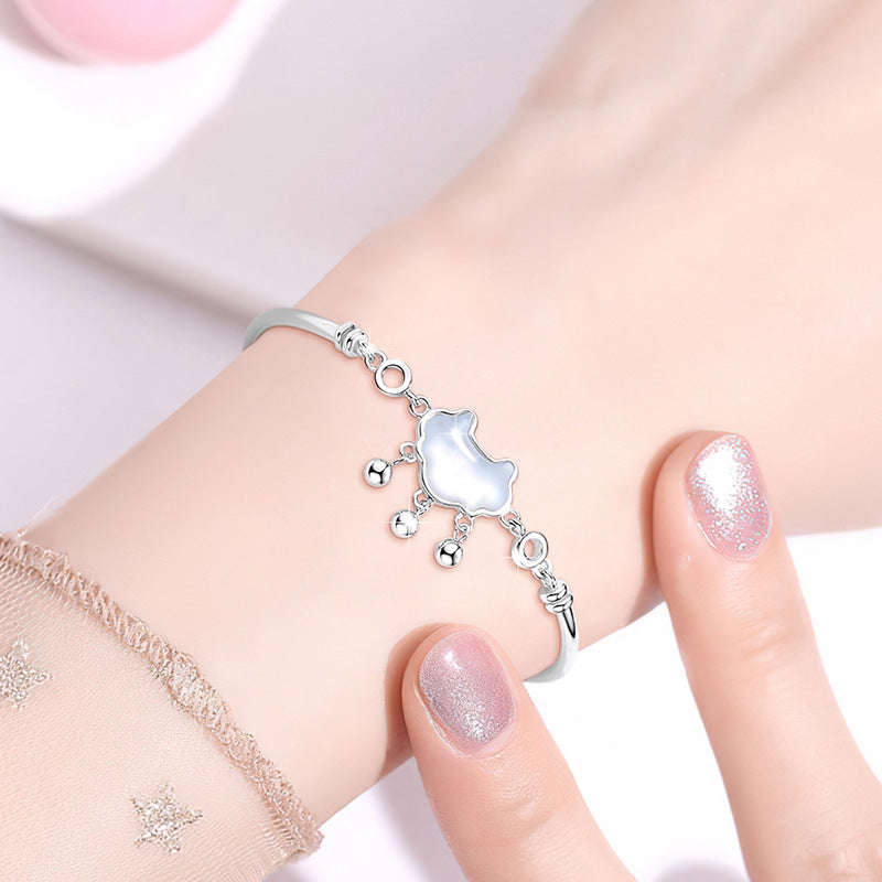 Life Lock Love Sterling Silver 925 Bracelet Female Niche Design Light Luxury Bell Bracelet Ins Style Auspicious Cloud Bracelet