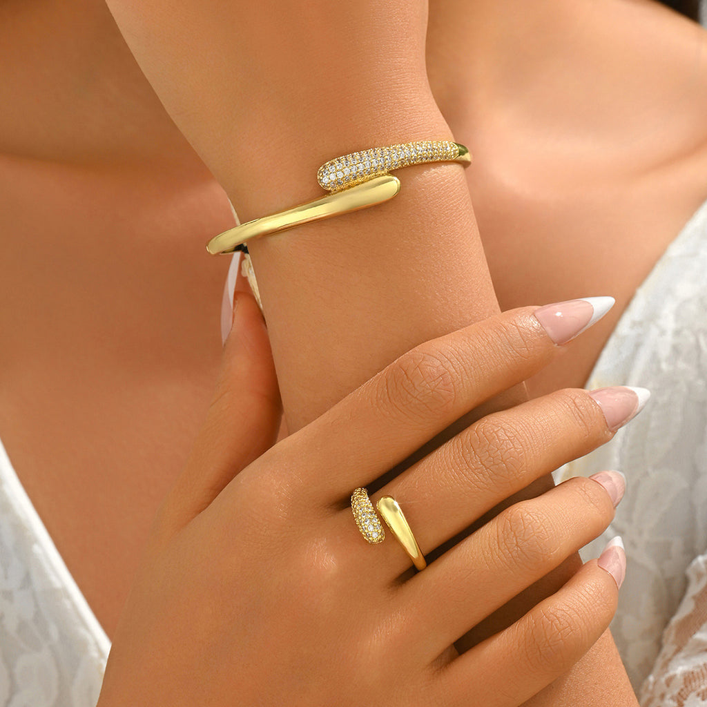 Smooth and Sparkling Open Cuff Jewelry