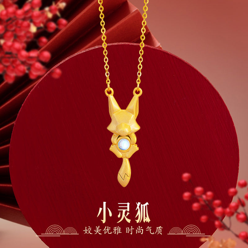 Sterling Silver Fox Necklace – Glass Detail