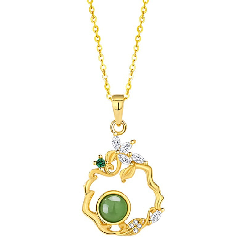 Collana in argento sterling 925 – fiore e farfalla e diaspro