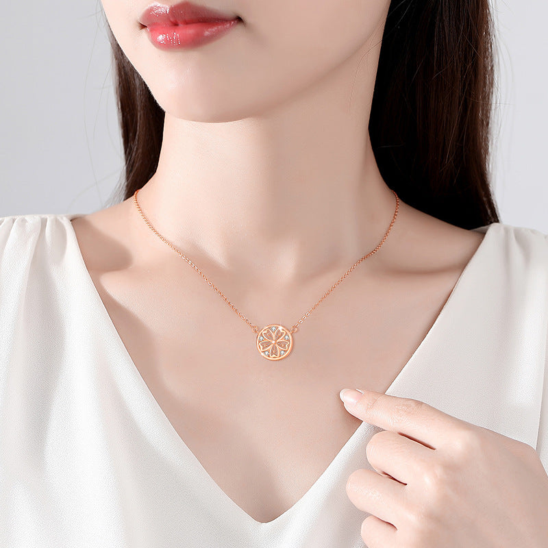 Cherry Blossom Sterling Silver 925 Necklace for Women, Niche Design, Light Luxury Zircon Clavicle Chain, INS Style Flower Pendant