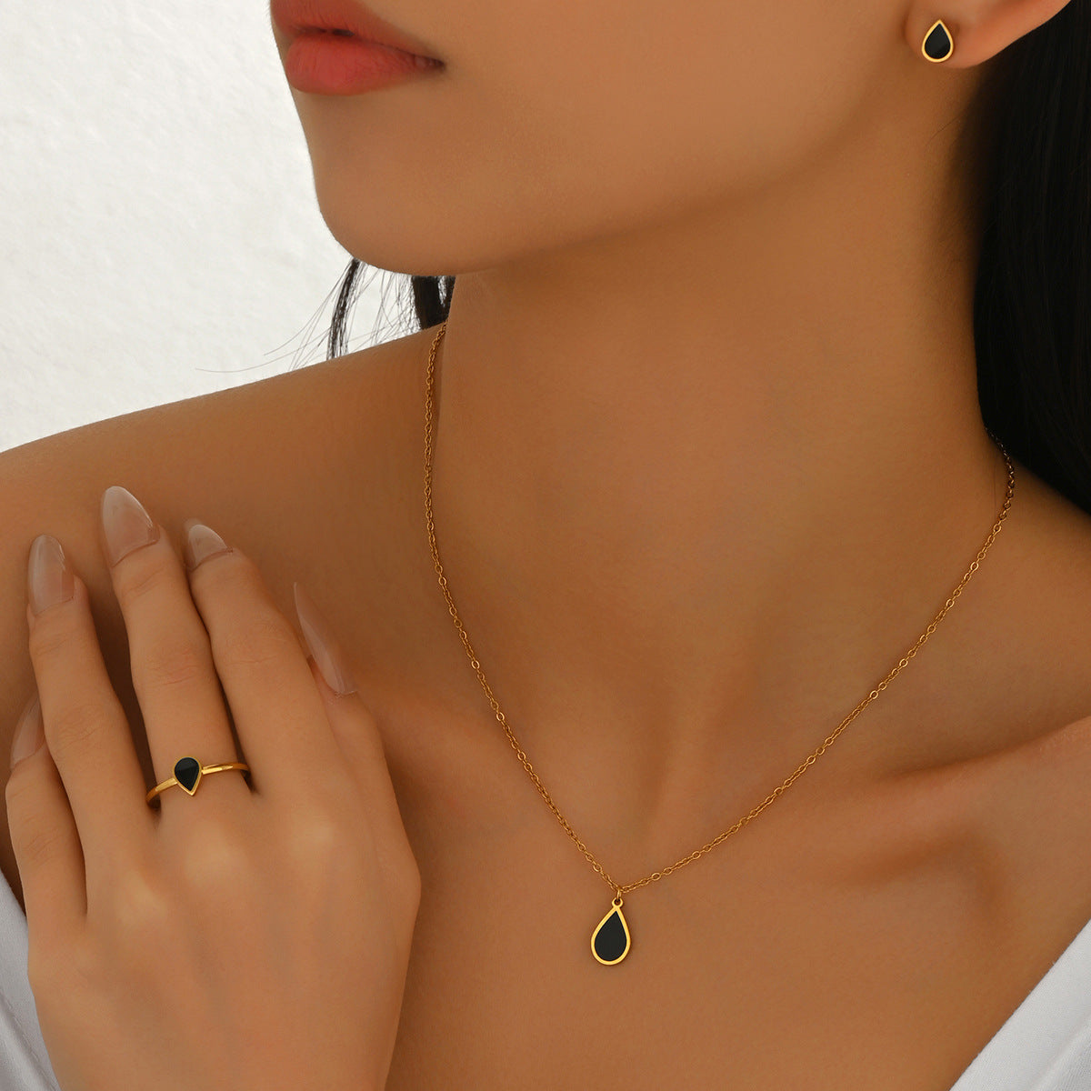 Tiny Black Teardrop Jewelry