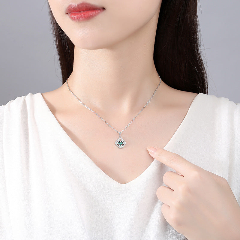 Ivy Sterling Silver 925 Necklace Female Niche Design Peacock Bracelet Valentine's Day Square Zircon Maple Leaf Stud Earrings