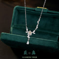 Moli Water Drop Necklace S925 Silver Light Luxury Diamond-Embedded Tassel Clavicle Chain for Girlfriend Valentine's Day Gift Silver Jewelry Wholesale