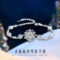 Snowflake Sterling Silver 925 Rotating Bracelet Women's Light Luxury High-Grade Christmas Zircon Bracelet Ins Style Star Bracelet