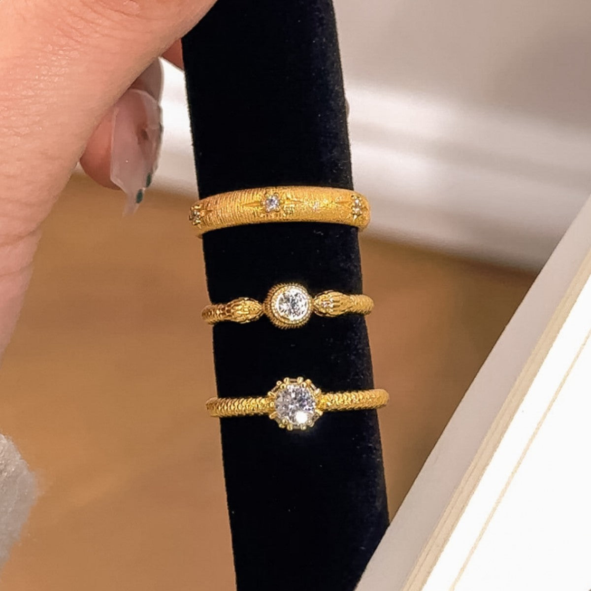 Mid-Ancient Palace Style Snake Sterling Silver 925 Ring Light Luxury High-Grade round Zircon Ring Ins Texture Ring