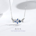 Butterfly Sterling Silver 925 Necklace Female Niche Design Light Luxury Glass Stone Clavicle Chain Get Things Ins Style Flower Pendant