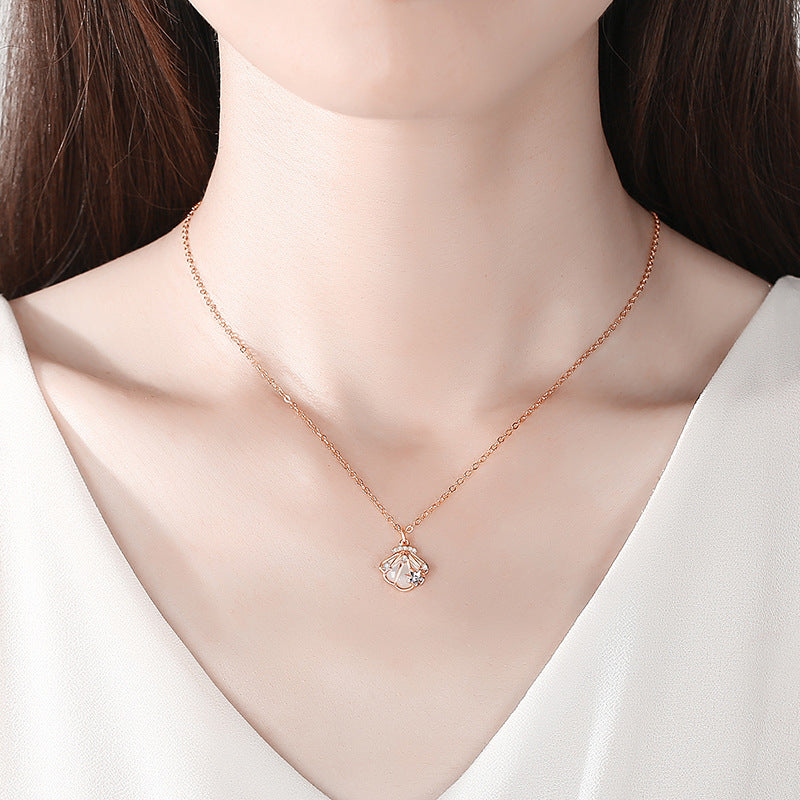 Original Chuangyi Beizi Sterling Silver 925 Necklace Female Niche Design Valentine's Day Light Luxury Ins Style Shell Clavicle Chain