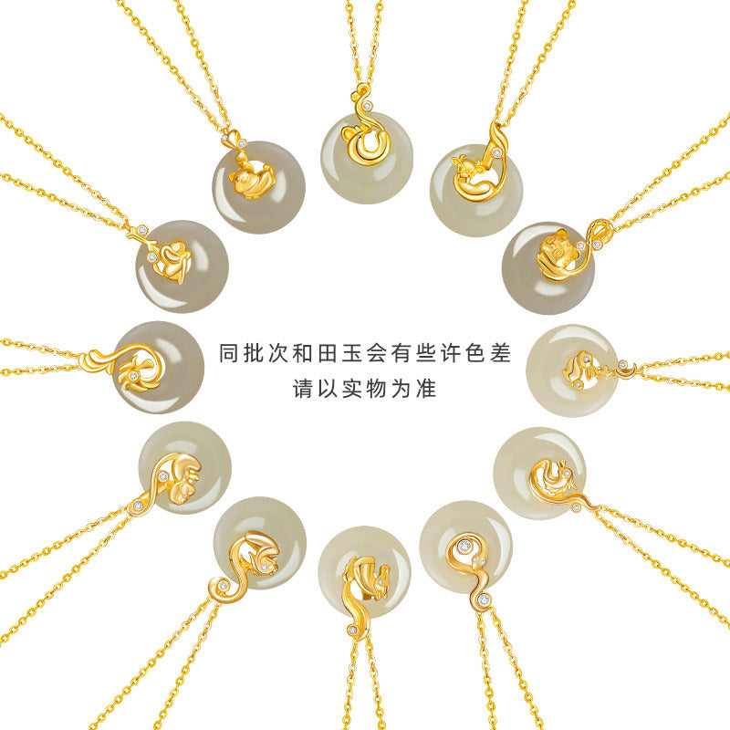 Sterling Silver Zodiac and Disc Necklace – Hetian Jade