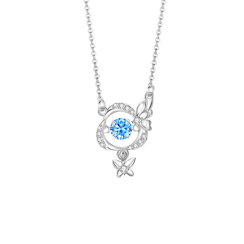 Butterfly Sterling Silver 925 Smart Necklace Female Niche Design Light Luxury Tassel Zircon Clavicle Chain Ins Love Pendant