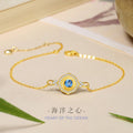 Sterling Silver Ocean and Heart Bracelet – Blue Zircon