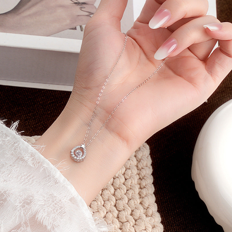Heart Ring Niche Design Sense S925 Sterling Silver Necklace Female Beating Heart Light Luxury Clavicle Chain for Girlfriend Jewelry
