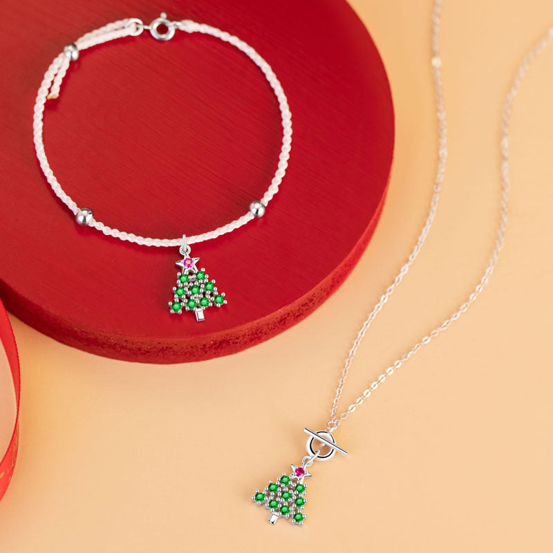 Christmas Tree Sterling Silver 925 Necklace Female Niche Design Light Luxury Zircon Snowflake Sweater Chain Ins Style Star Pendant