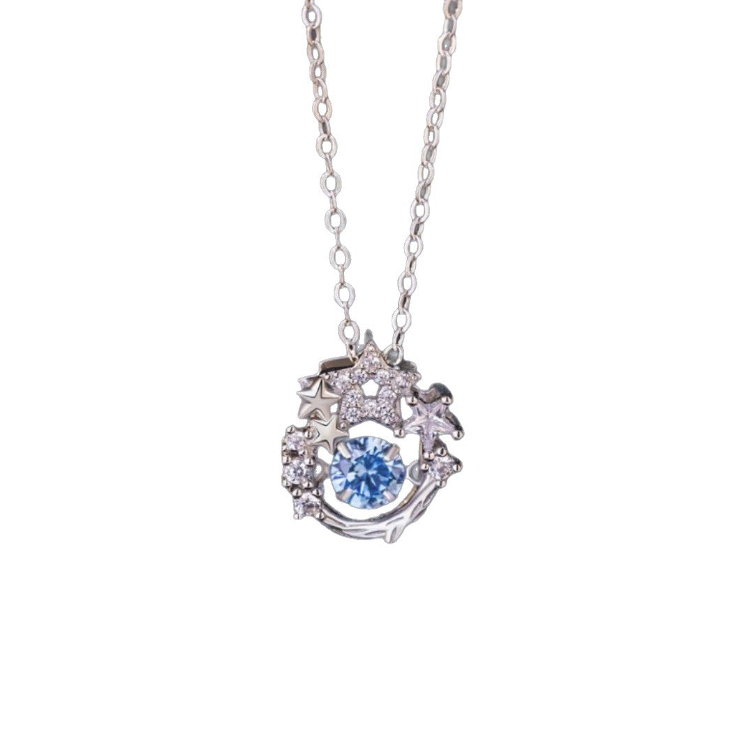 Fantasy Planet Sterling Silver 925 Smart Necklace Women's Light Luxury High-Grade Five-Pointed Star Clavicle Chain Ins Style Star Pendant