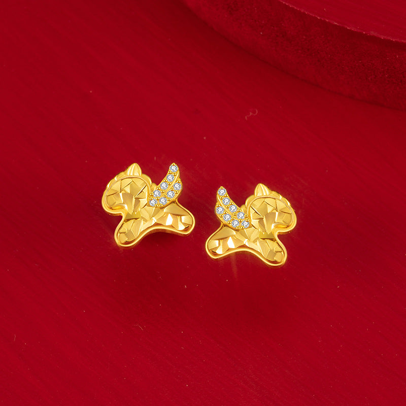 Sterling Silver Flower and Zodiac Stud Earrings – Zircon Accents