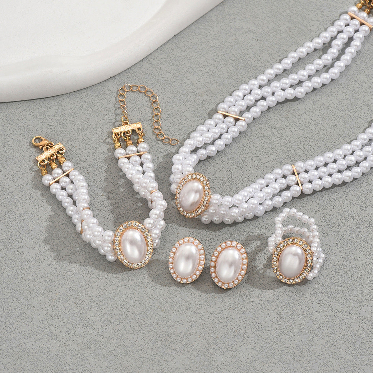 Layered Pearl-Effect Choker Jewelry — product image 3