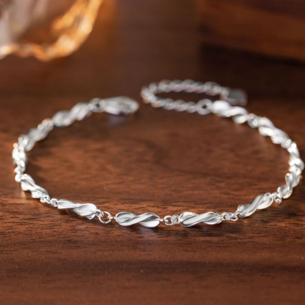 Mobius Sterling Silver 925 Bracelet Light Luxury High-Grade Double Knot Bracelet Ins Style Valentine's Day Gift Bracelet