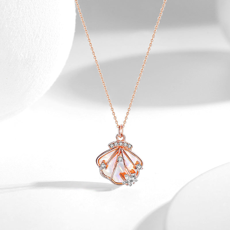 Original Chuangyi Beizi Sterling Silver 925 Necklace Female Niche Design Valentine's Day Light Luxury Ins Style Shell Clavicle Chain