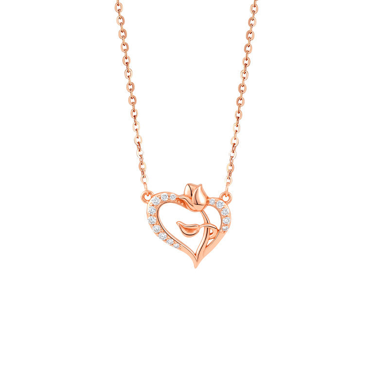 Fairy Tale Style Little Prince Rose Couple Necklace S925 Sterling Silver Design Gift for Girlfriend Boyfriend Anniversary Confession Token