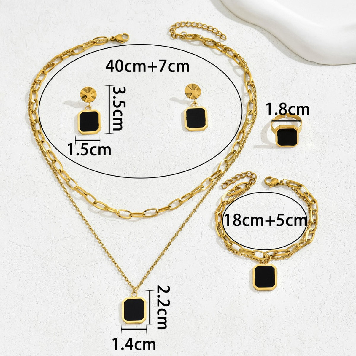 Black Rectangle Layered Jewelry — product image 5