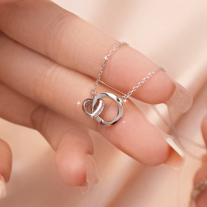 Mobius Ring 999 Pure Silver Necklace Female Niche Design Light Luxury Clavicle Chain 520 Valentine's Day Love Pendant