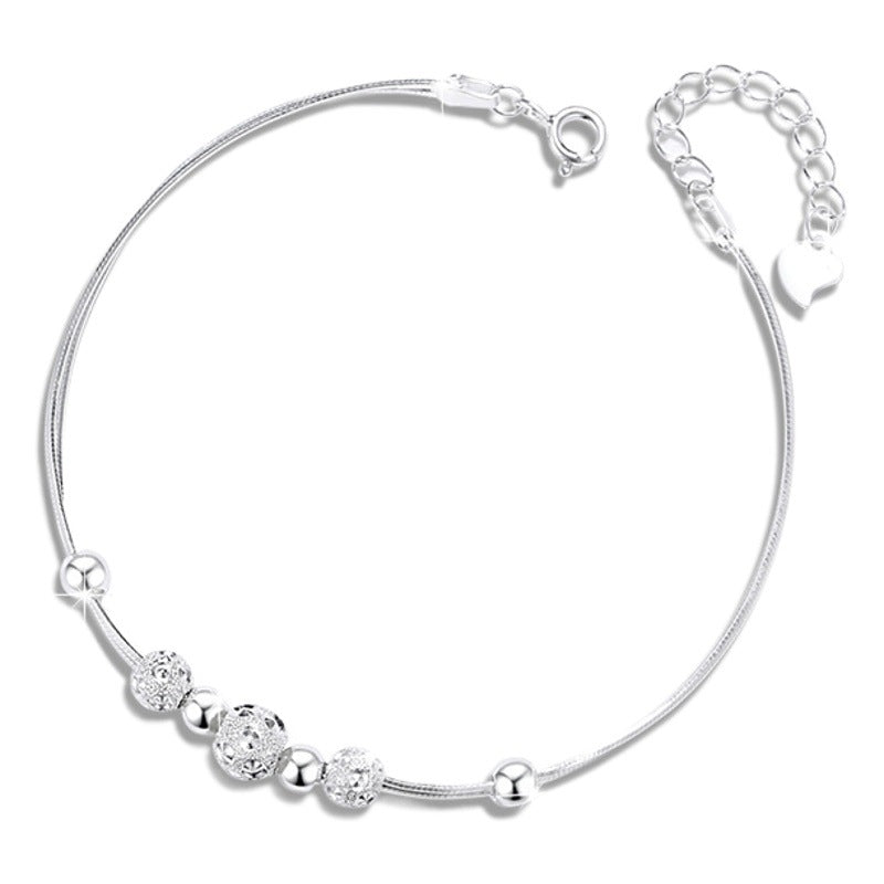 Bell 999 Pure Silver Bracelet Female Niche Design Light Luxury Bracelet Valentine's Day Get Things Ins Sansheng III Bracelet