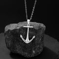 Anchor Sterling Silver 925 Necklace Men's Niche Light Luxury High-Grade Hip Hop Clavicle Chain Vintage Punk Cross Pendant