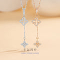 Clover Sterling Silver S925 Necklace Women's Simple Niche Design Flower Clavicle Chain in Style Tassel Star Pendant