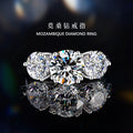 Sansheng Stone Sterling Silver 925 Diamond Ring Women's Light Luxury Engagement Wedding Ring Ins Style Triple Row Ring
