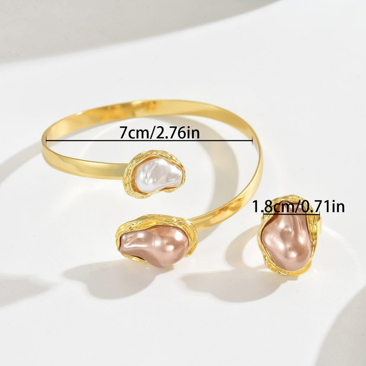 Irregular Pearl-Effect Open Cuff Jewelry — product image 4