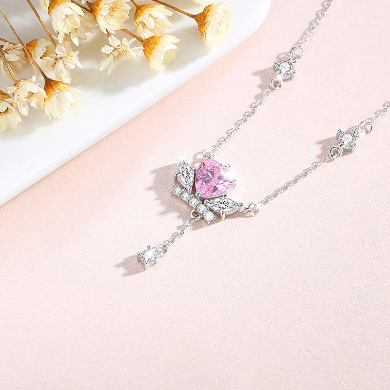 Sterling Silver Angel Wing Necklace – Zircon Accents