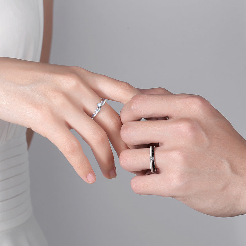Adjustable Sterling Silver Crown Ring – Zircon Accents