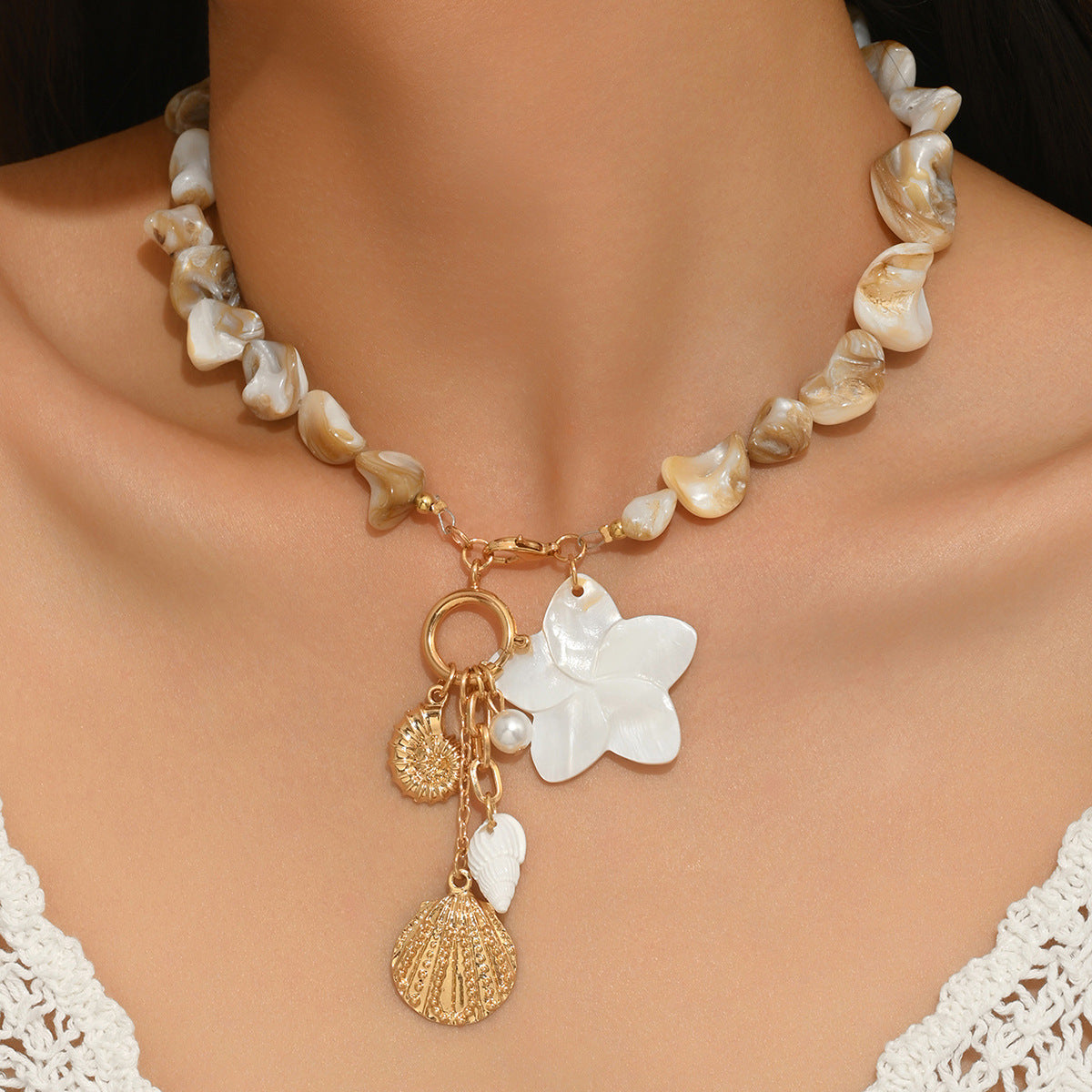 Shell-Effect Coastal Flower Jewelry — product image 2