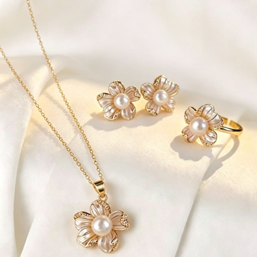 Pearl-Effect Open Flower Jewelry — product image 4