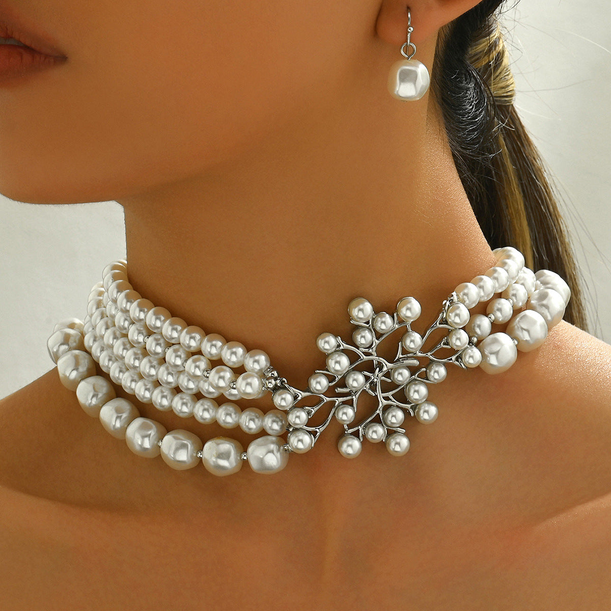 Pearl-Effect Branch Choker Jewelry
