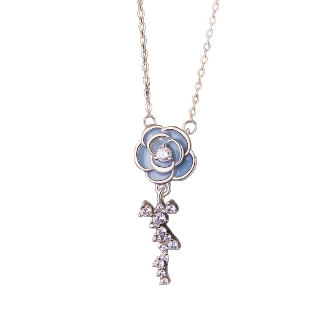 Rose Sterling Silver 925 Luminous Necklace Women's Fashion Versatile Flower Clavicle Chain Ins Valentine's Day Gift Pendant