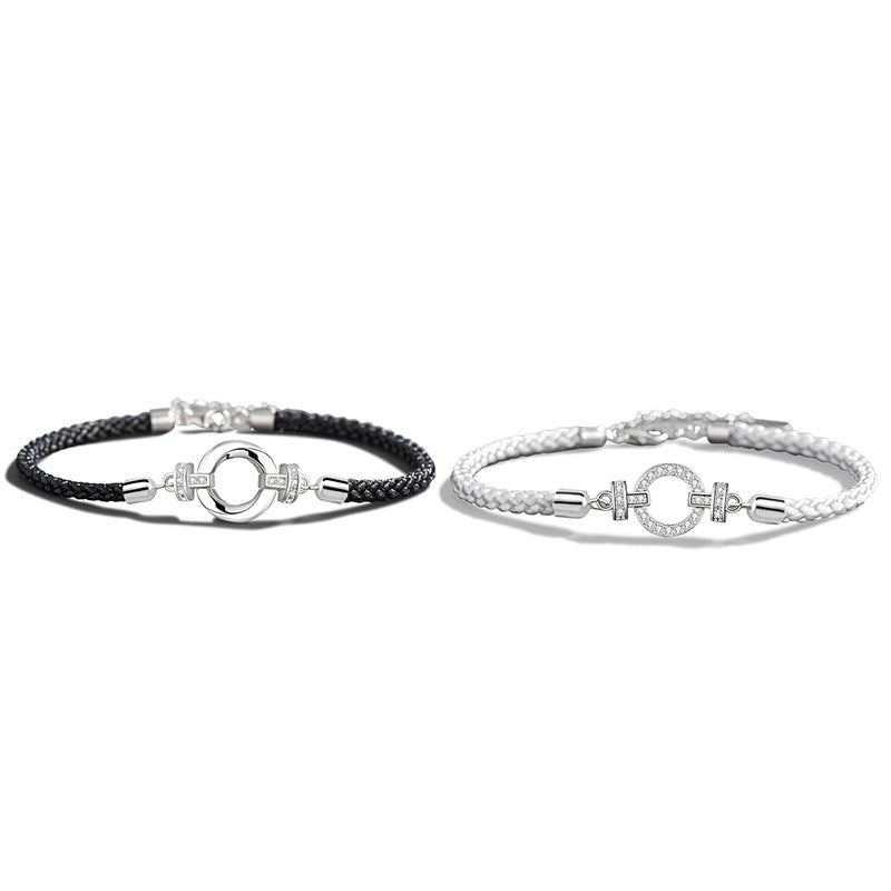 Ring Buckle Sterling Silver 925 Couple Bracelet Fashion Versatile Zircon Horseshoe Buckle Bracelet Mobius Bracelet