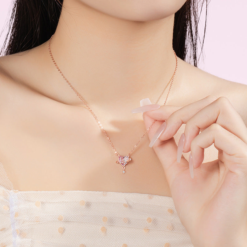 Lovely Sterling Silver 925 Necklace Female Niche Design Light Luxury Planet Tassel Clavicle Chain Get Things Ins Star Pendant