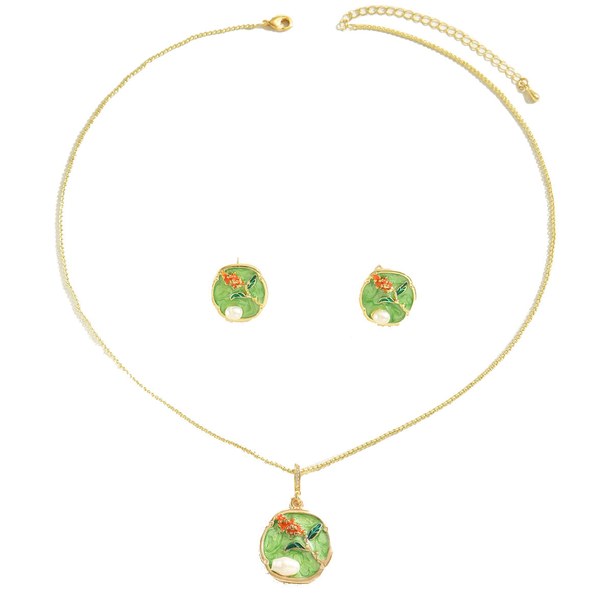 Green Rose-Pattern Disc Jewelry — product image 5