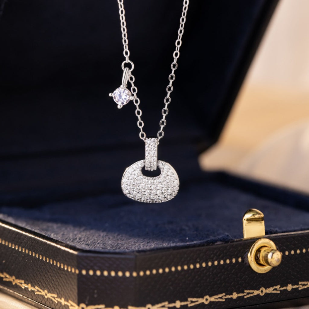 Small Lotus Bag Sterling Silver 925 Necklace Women's Light Luxury High-Grade Zircon Bag Clavicle Chain Ins Small Red Book Same Pendant
