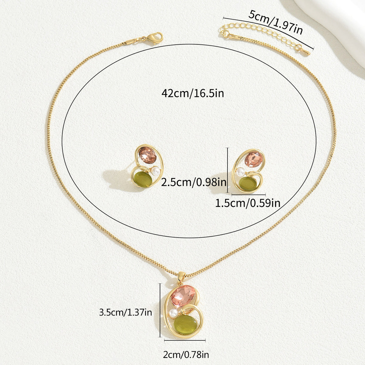 Pink and Olive Double-Center Jewelry — product image 4