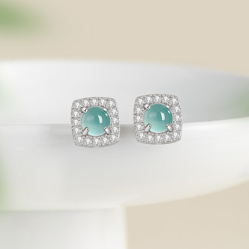 Sterling Silver Square Stud Earrings – Jade